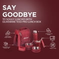 thumbnail image 3 of SOPL-OLIVEWARE Lunch Box 3 Microwave Safe Inside Steel Containers(290ml, 450ml & 600ml), Plastic Pickle Box (130ml), Steel Water Bottle(750ml) -Maroon, 3 of 4