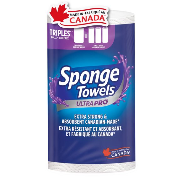 SpongeTowels UltraPRO Ultra Strong & Absorbent Paper Towel, Choose-A-Size® Sheets, 1 = 3 Regular Rolls