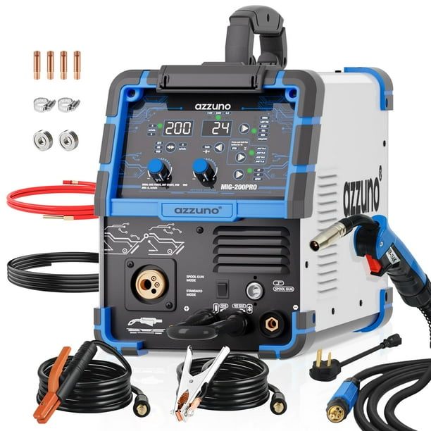Soldadora AZZUNO MIG-200PRO 110V/220V, 200A 8 en 1 multiproceso