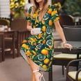 thumbnail image 3 of KLL Orange Frais pour Femmes Robe d'Été à Manches Courtes, Robes Plissées Amples Longueur Genou avec Poches, 3 of 6