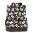thumbnail image 1 of Balery Colorful Retro Tape Mochila de Cuero para Mujeres, Gran Capacidad, Bolsa de Viaje Multifuncional, Mochila de Cuero y Bolsa de Hombro para Mujeres, 1 of 4