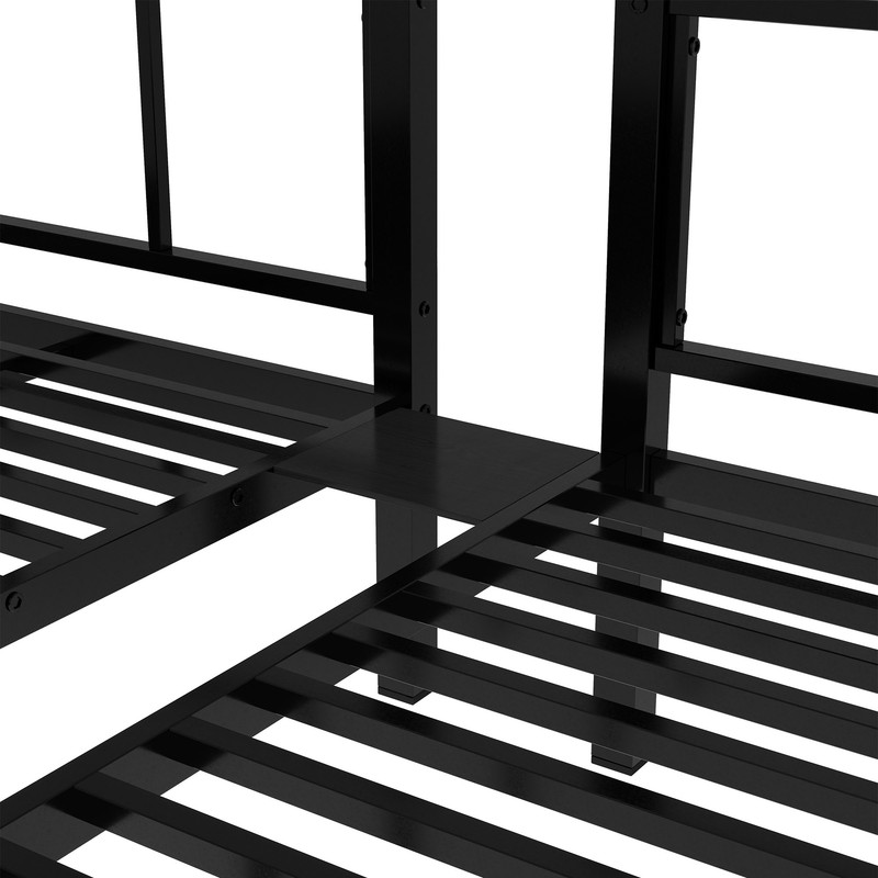 Metal Twin Triple Bunk Bed, Twin over Twin over Twin Bunk Bed for 3, Noise Reduced Structure, Separates Into 3 Twin Beds, Black