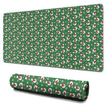 Long Mouse Pads for Desk,Green Christmas Snowman Pattern Desk Mats on Top Of Desks, Desk Mouse Pad Extra Large with 3mm Non-Slip Base and Stitched Edge for Gaming,Office,Work,Home 31.5x15.7in