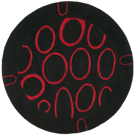 SAFAVIEH Soho Chason Geometric Area Rug, Black/Red, 6' x 6' Round