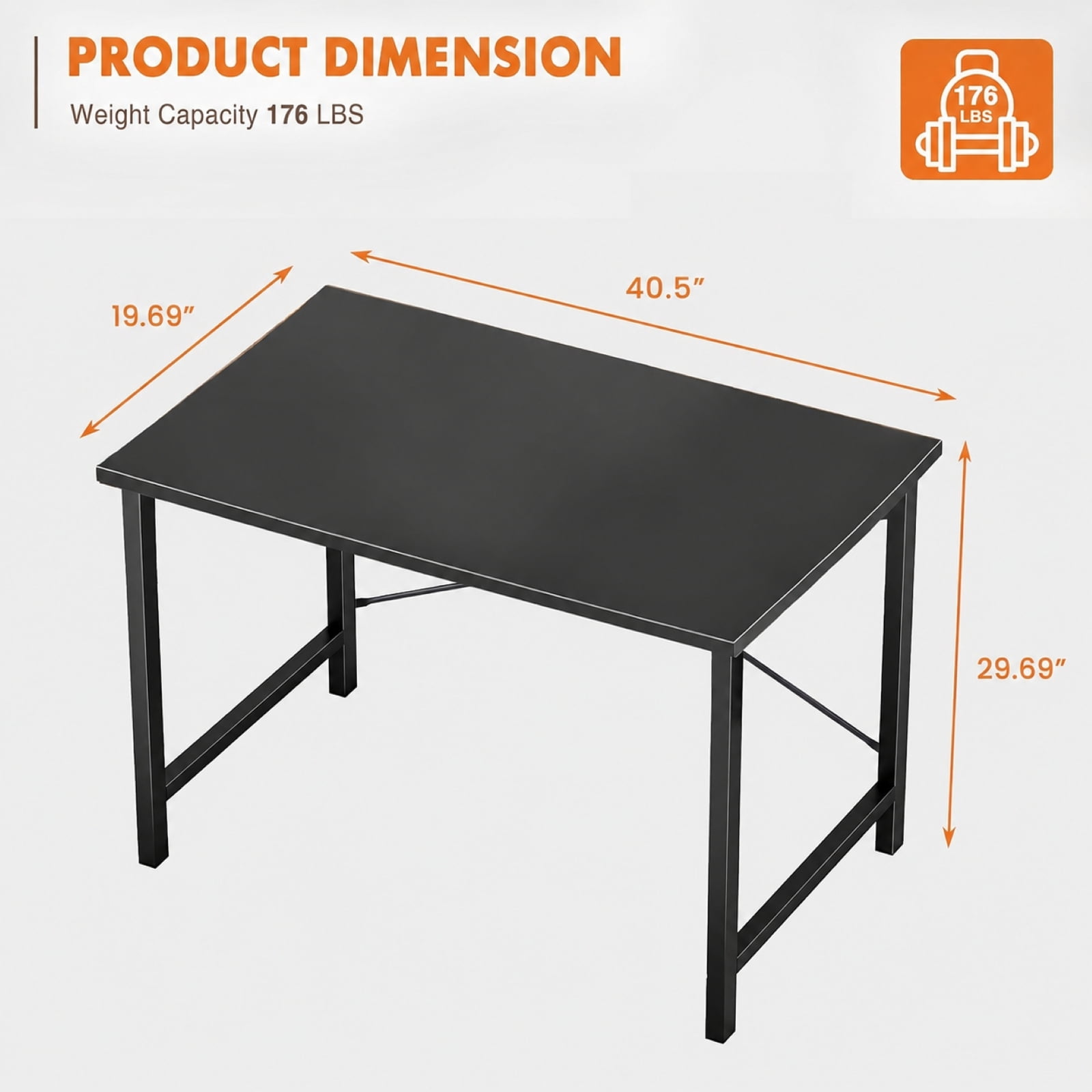 Kelno 40.5 Inch Computer Desk Simple Office Desk Table for Gaming Home Writing Study Desk，Black