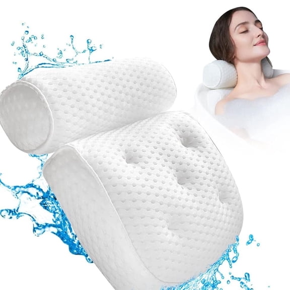 Yiliangx Bath Pillow, Bathtub Spa Pillow with 4D Air Mesh Technology , for Bathroom Tub Head, Back, Shoulder and Neck, Fits All Bathtub,Relaxing(White)