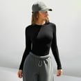 thumbnail image 4 of FRSASU Womens Long Sleeve Crewneck Neck Ribbed Tops Spring Fall Fitted Stretch Casual Basic T Shirts Black, 4 of 6
