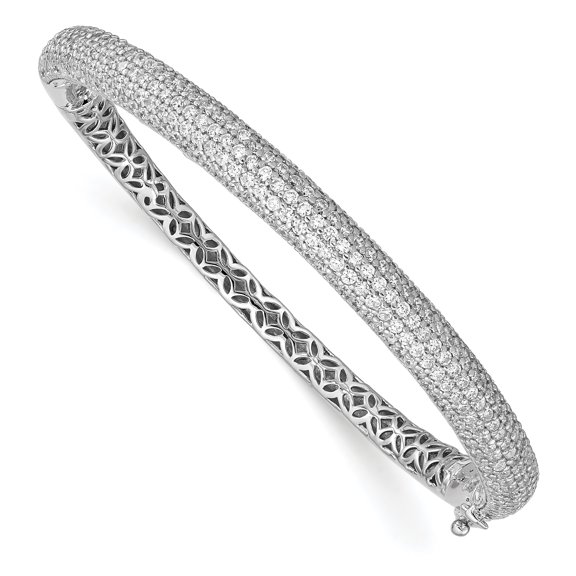 Sterling Silver Pavé Rhodium-plated 283 Stone CZ Bangle