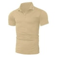 thumbnail image 5 of Yindaity Men's Slim-Fit Cotton Pique Polo Shirt Khaki,M, 5 of 5