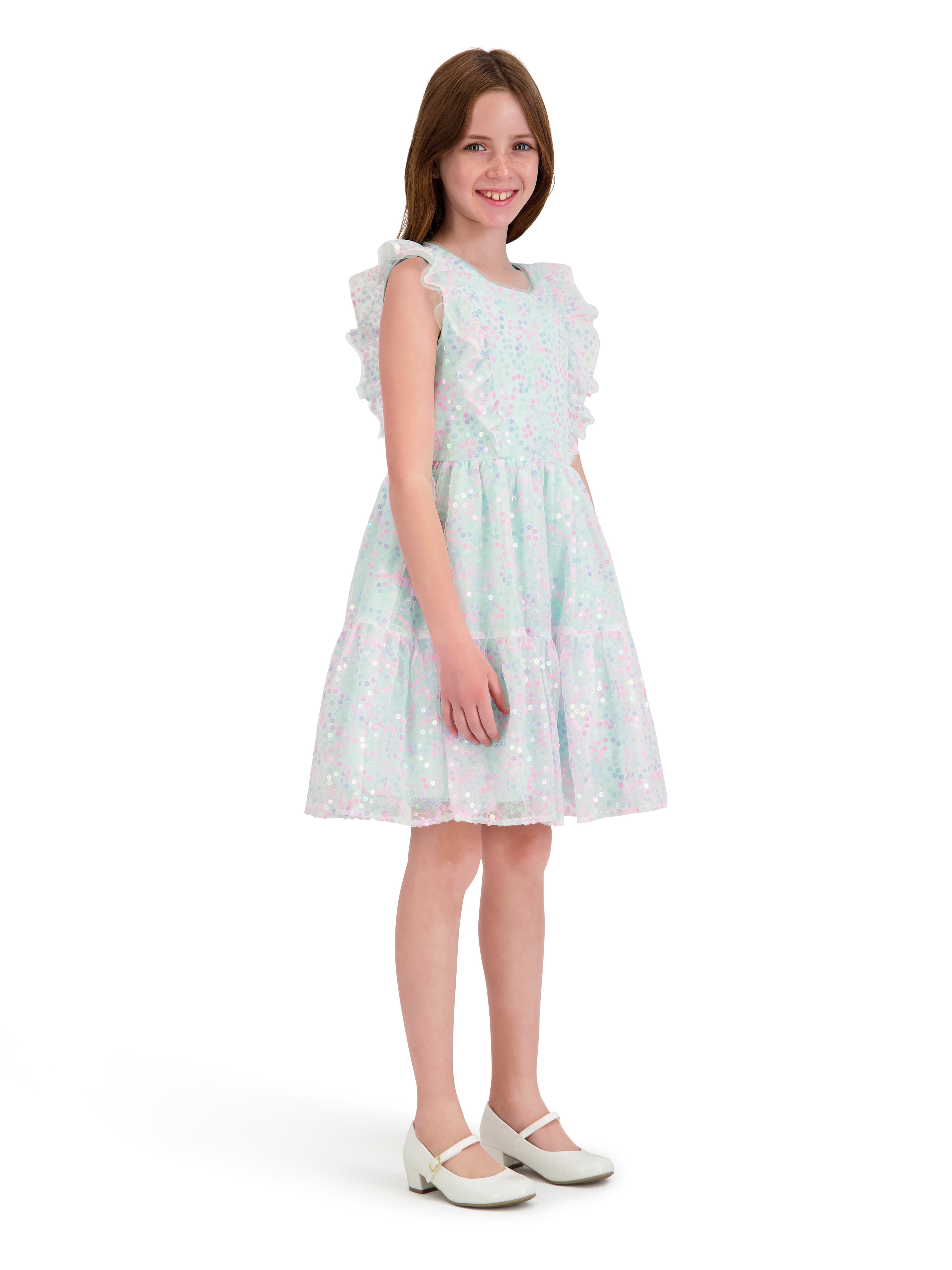 Kensie Girl Sleeveless Sequin Dress with Ruffles, Sizes 4-16