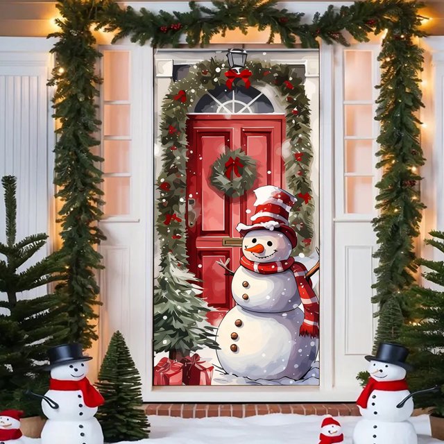 CREATITOY Christmas Themed Door Curtain - Decorative Hanging Curtain for Home EntrywayLiving Room Holiday Festive Setup