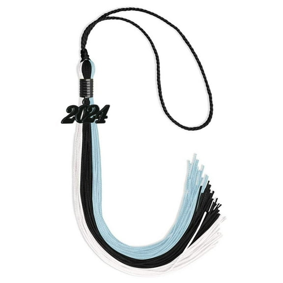 Endea Graduation Black/Light Blue/White Graduation Tassel with Black Date Drop