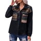 thumbnail image 4 of Puntoco Mujeres Estampado Costura Casual Manga Larga Bolsillo Suelto Solapa Rebeca Chaqueta Abrigo Liquidación Puntoco Puntoco-3946, 4 of 9
