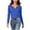 Blue——Fall Savings, variant on Womens Long Sleeve Crop Tops Notched Neck Lettuce Hem Blouses Fall Fitted Classic Fit Shirts Army Green XL