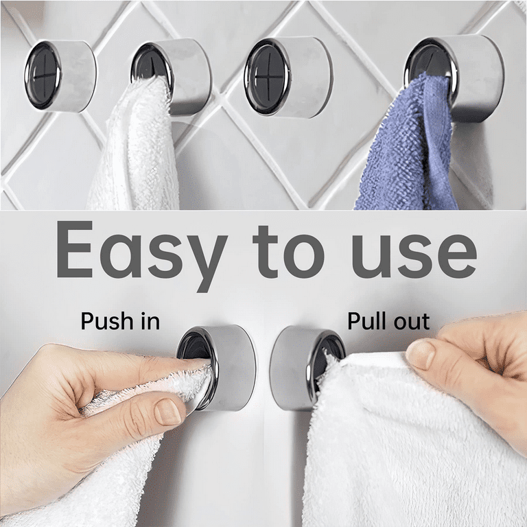 Eiqer 8 Pack Kitchen Towel Holder, Self Adhesive Wall Dish Towel Hook,  Round Wall Mount Towel Holder for Bathroom, Kitchen and Home, Wall,  Cabinet
