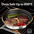 thumbnail image 5 of 12-Inch Hybrid Non Stick Frying Pan with Tempered Glass Lid, 5-Ply Induction Cookware, Stainless Steel Dishwasher Safe Oven Up to 800F, 5 of 6
