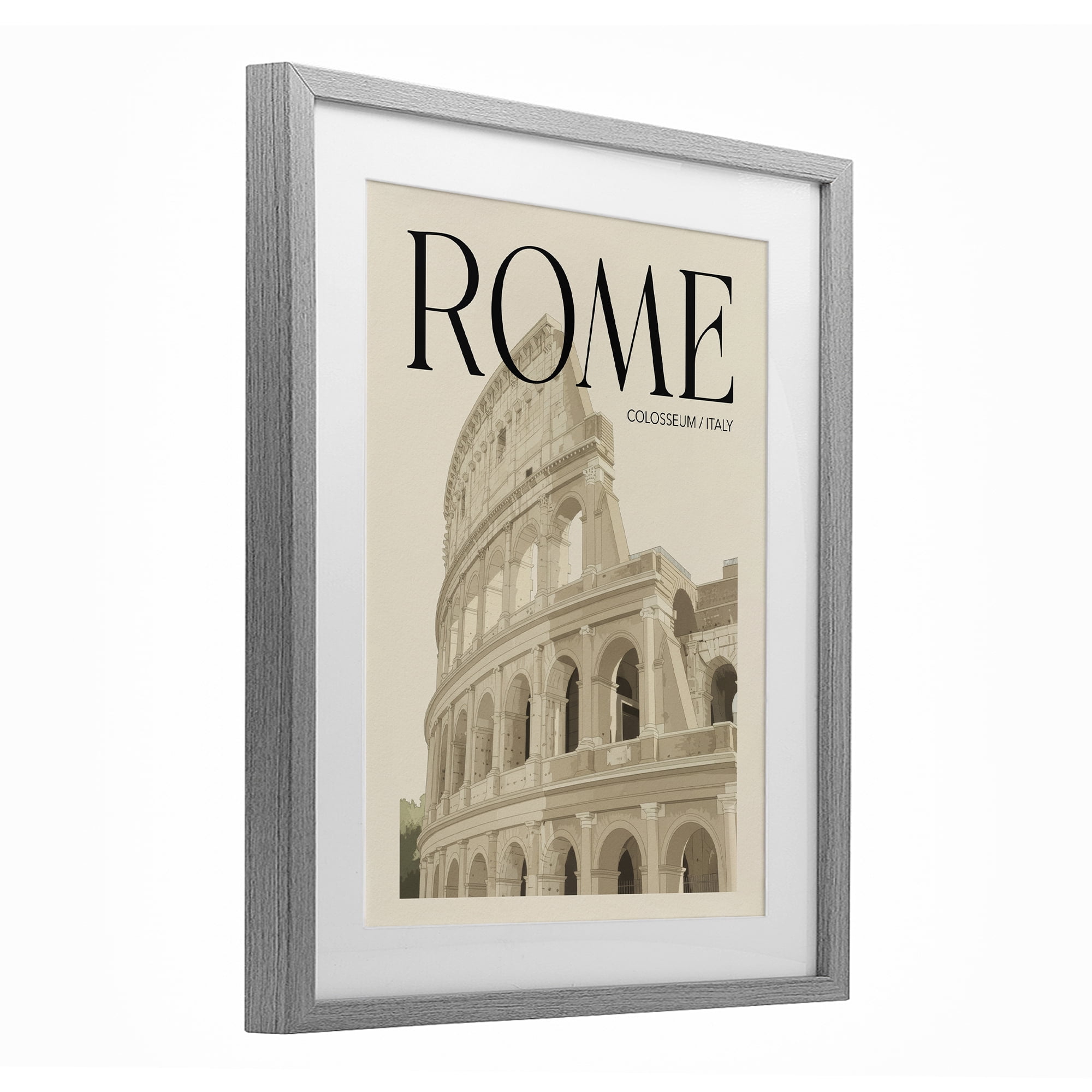 Stupell Industries Vintage Rome Colosseum Gray Framed Print Under Glass, design by Andreas Magnusson