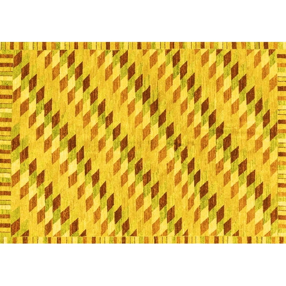 Ahgly Company Indoor Rectangle Abstract Yellow Modern Area Rugs, 2' x 5'