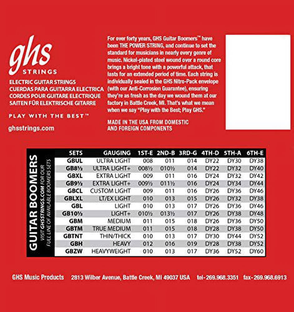 GHS Strings GHS Boomers Roundwound Electic Guitar Strings Light GBL 10 Pack (10-46)