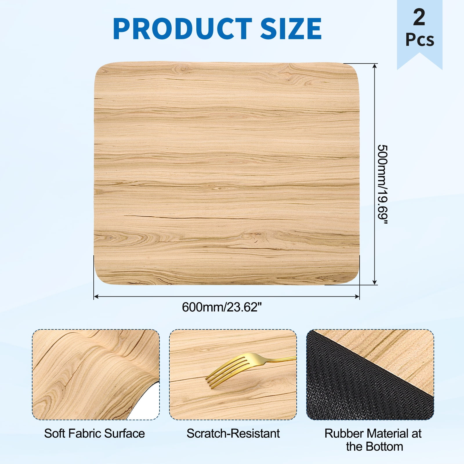 Washer and Dryer Top Protector Mat 24" x 20", 2Pack - Non-Slip, Quick Drying Rubber Washing Machine Top Cover Pad for Home Kitchen Laundry Room, Wood Grain