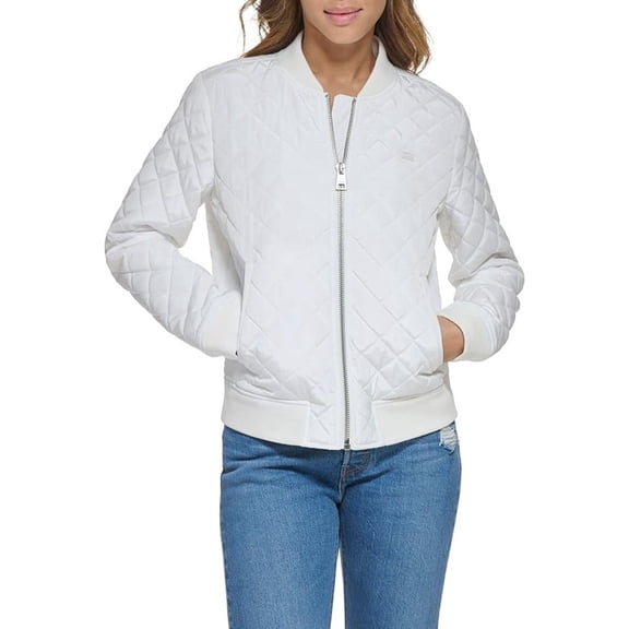 Levi's Women's Diamond Quilted Bomber Jacket, White Size XL