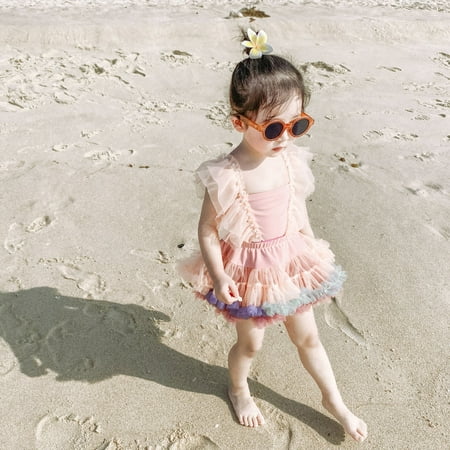 

Gubotare Kids Pearl Bathing Swimsuit Baby Swimwear Bikini Beach Girl Ruffled Toddler Girls Swimwear Swimsuit Short Set Girls Pink 2-3 Years
