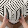 thumbnail image 3 of Full Size Fitted Sheet Set - Black Boho 3 Piece Bedding Sets 16" Deep Pocket Fitted Sheet with 2 Pillowcases, Abstract Geometric Curves Lines Modern Brushed Microfiber Hotel Luxury Bed Sheets, 3 of 9