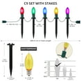 thumbnail image 5 of 30Ft C9 LED Christmas Pathway Lights Outdoor, 20 Multicolor Bulbs Connectable Christmas Walkway Lights with Stakes for Yard Lawn Sidewalk Driveway Christmas Decorations, 5 of 9