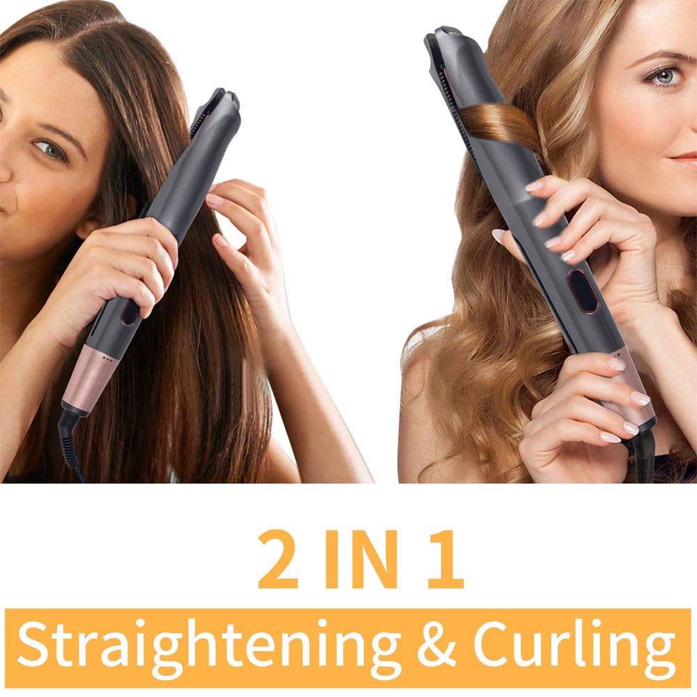 Professional Hair Straightener Curling Iron 2 in 1 Tourmaline Ceramic