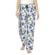 thumbnail image 1 of Balery Blue Flax Flowers Pantalones de pijama para mujer, pijamas ultraligeros, pantalones de estar por casa-Small, 1 of 6