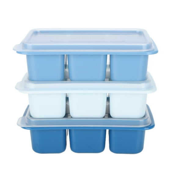 Versatile Silicone Freezer Molds, Easy Ice Release for Ice, Baby Food Storage, Cold Brew Cubes, and More, with Removable Lids and Portion Control, Dishwasher Safe (3Pcs)