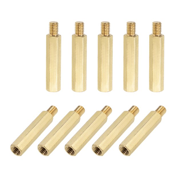 M6 x 35 mm + 8 mm Male to Female Hex Brass Spacer Standoff 10 Pcs