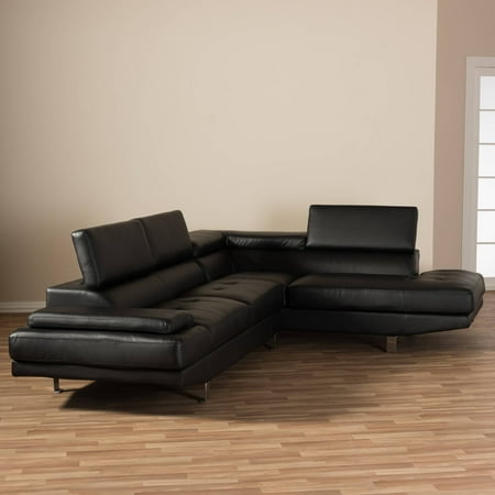 Baxton Studio Selma Black Leather Modern Sectional Sofa Baxton Studio Selma Black Leather Modern Sectional Sofa