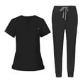 thumbnail image 2 of Scrub for Women Scrubs Top with Classic V-Neck Jogger Pants Medical Nursing Uniform Scrub Set Black XXL, 2 of 8