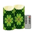 thumbnail image 2 of Clovers on Grids St Patricks Day Flickering Flameless Candles with Remote Timer Battery Operated LED Tealight Set of 2 S, 2 of 8