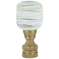Aspen Creative 24024-11, Clear with Light Green Line Glass Lamp Finial in Copper, 2" Tall