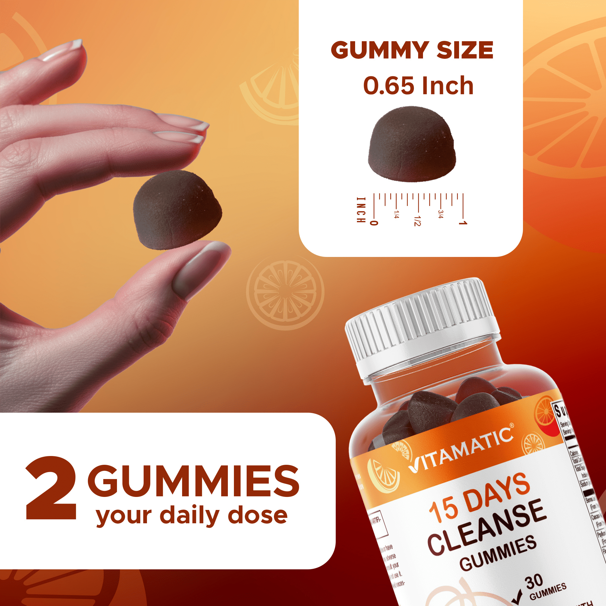 Vitamatic, 15 Day Cleanse Gummies, Senna Cascara Psyllium, Gut