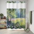 thumbnail image 6 of No Hook Shower Curtain, Spring Daisy Flowers Shower Curtains for Bathroom with See Through Top Window, Green Tree Leaves Forest Natural Scenery Waterproof & Washable Bath Curtain Extra Long 72"x96", 6 of 9