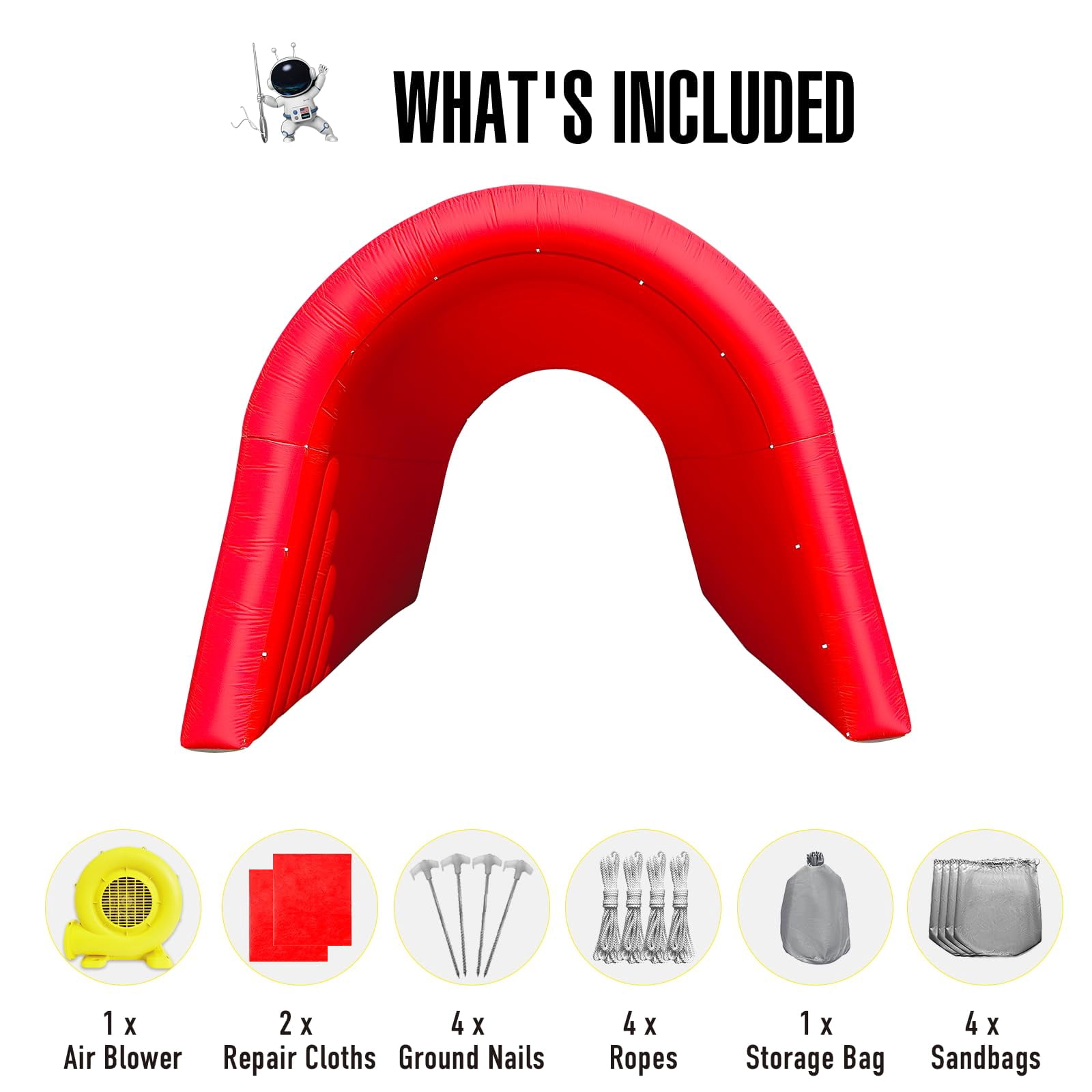 Inflatable Sports Tunnel Entrance with Blower Inflatable Tunnel Tent for Business Advertising Event Exhibition 20X10x10Ft Red