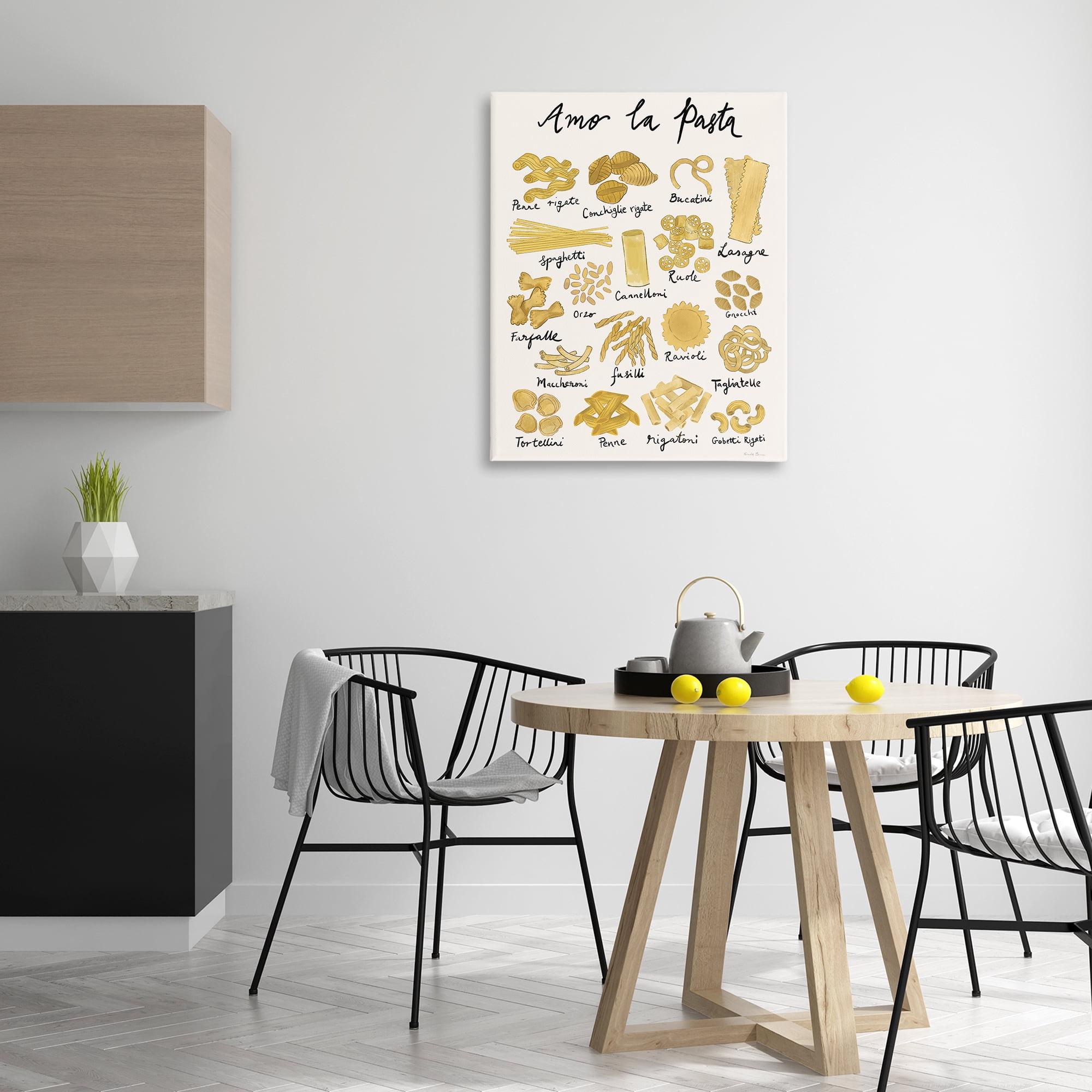 Stupell Industries Amor La Pasta Chart Food & Beverage Painting Gallery Wrapped Canvas Art Print Wall Art, 30 x 40