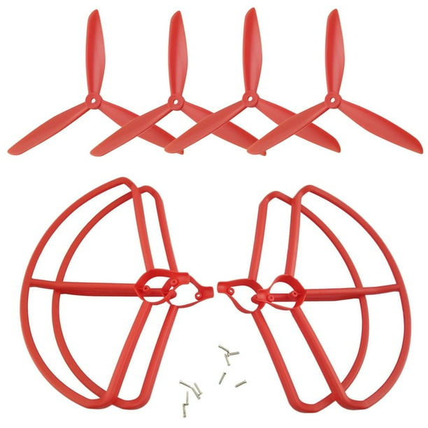 4 piezas de hélices de + anillos protectores para H501S RC Quadcopter rojo perfke Piezas del cuadricóptero Hubsan H501S