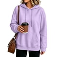 thumbnail image 2 of Resicozy Basic Oversized Hoodies for Women Solid Color Hooded Sweatshirt Baggy Plain Pullover Loose Fit Tops with Pockets Light Purple L, 2 of 6