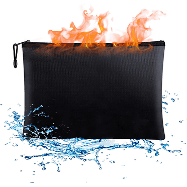 Fireproof Document Bags Waterproof and Fireproof Money Bag Black Banker Bag for Emergency Storage