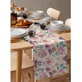 thumbnail image 6 of ERUNPONLY Pink Floral Blossom Table Runner - 72 Inch Long Retro Farmhouse Botanical Leaves Cotton and Linen Blended Dress Scarves Farmhouse Table Runner for Kitchen Dining, Coffee Table, 18"x72", 6 of 8