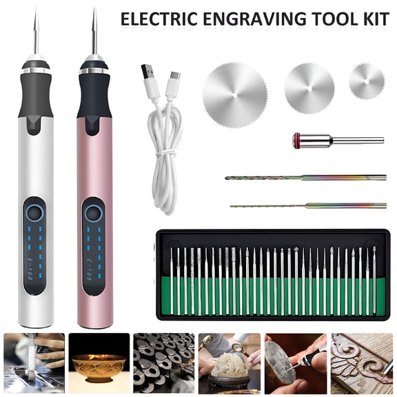 ZEPARO Rotary Tool Rechargeable Engraving Pen with 300mAh Battery Electric Adjustable Speed Carving Pen Hand-held Wood Engraving Tool for Sanding Polishing Drilling Etching