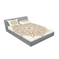 thumbnail image 2 of Ambesonne Retro Fitted Sheet & Pillow Sham Set, Flower Lace, Queen, Brown and Ivory, 2 of 2