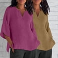 thumbnail image 2 of Timegard 2pc Plus Size Tops for Women 3/4 Sleeve Lightweight Blouse Spring Casual Loose Tops Solid Color, 2 of 7