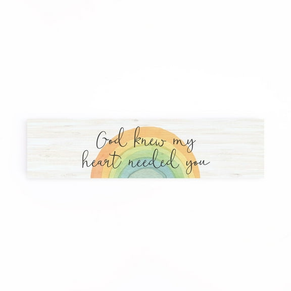 P. Graham Dunn God Knew Rainbow Baby Classic White 6 x 1.5 Pine Wood Bereavement Toothpick Sign