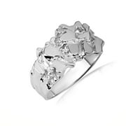 .925 Sterling Silver Men's Solid Nugget Ring-7