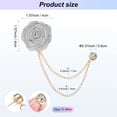 thumbnail image 3 of Pin de broche de flor de rosa Uxcell para traje de hombres, pin de solapa de flor con cadena de borlas doradas para bodas [Gris Plateado], 3 of 7